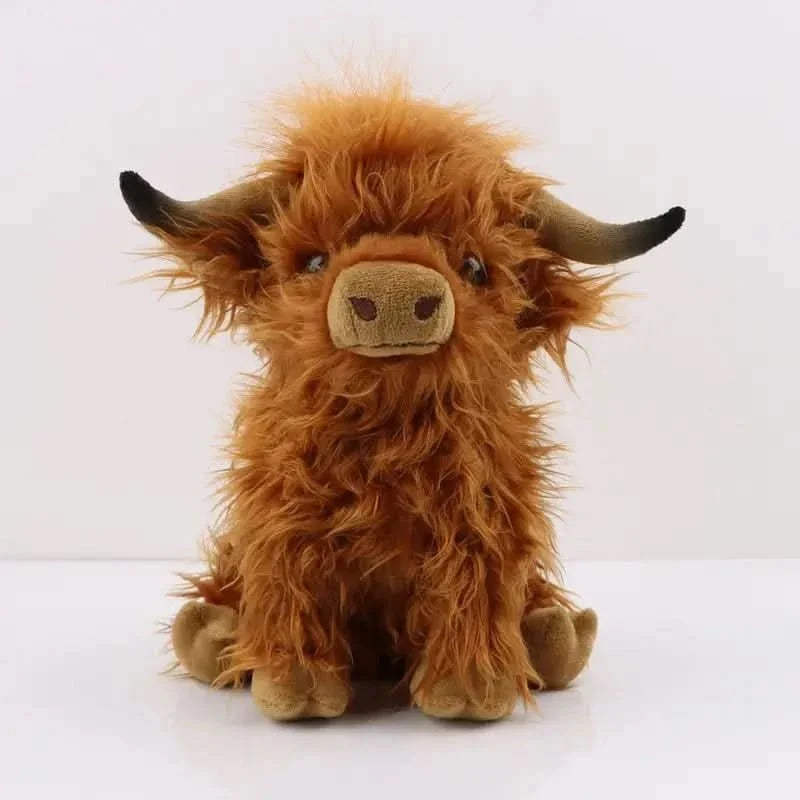 Highland Cow Plush Toy Super-Soft Shaggy Mane 9.8-Inch