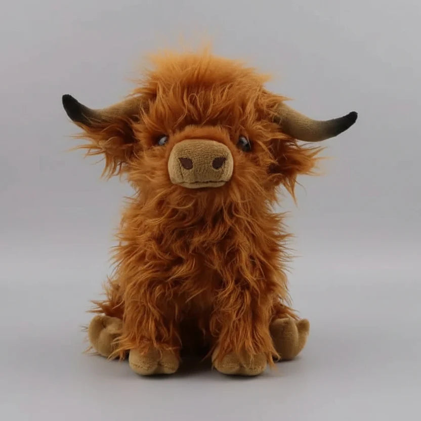 Highland Cow Plush Toy Super-Soft Shaggy Mane 9.8-Inch