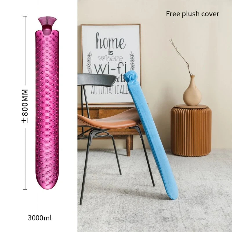Hot Water Bottle Extra-Long Soft Insulating Cover Leak-Resistant Closure