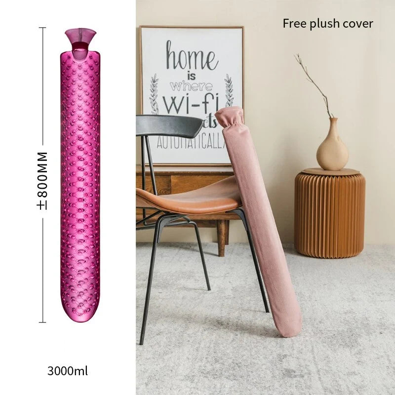 Hot Water Bottle Extra-Long Soft Insulating Cover Leak-Resistant Closure
