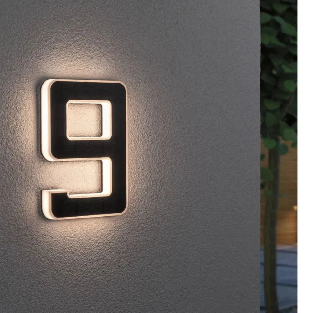 House Number Light Solar Powered Warm White LED Dusk Sensor Weather-Resistant