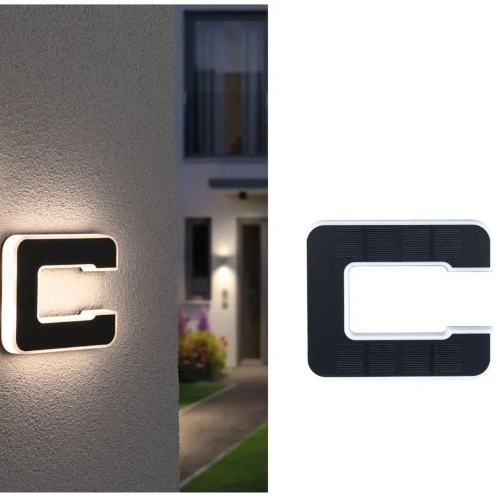 House Number Light Solar Powered Warm White LED Dusk Sensor Weather-Resistant