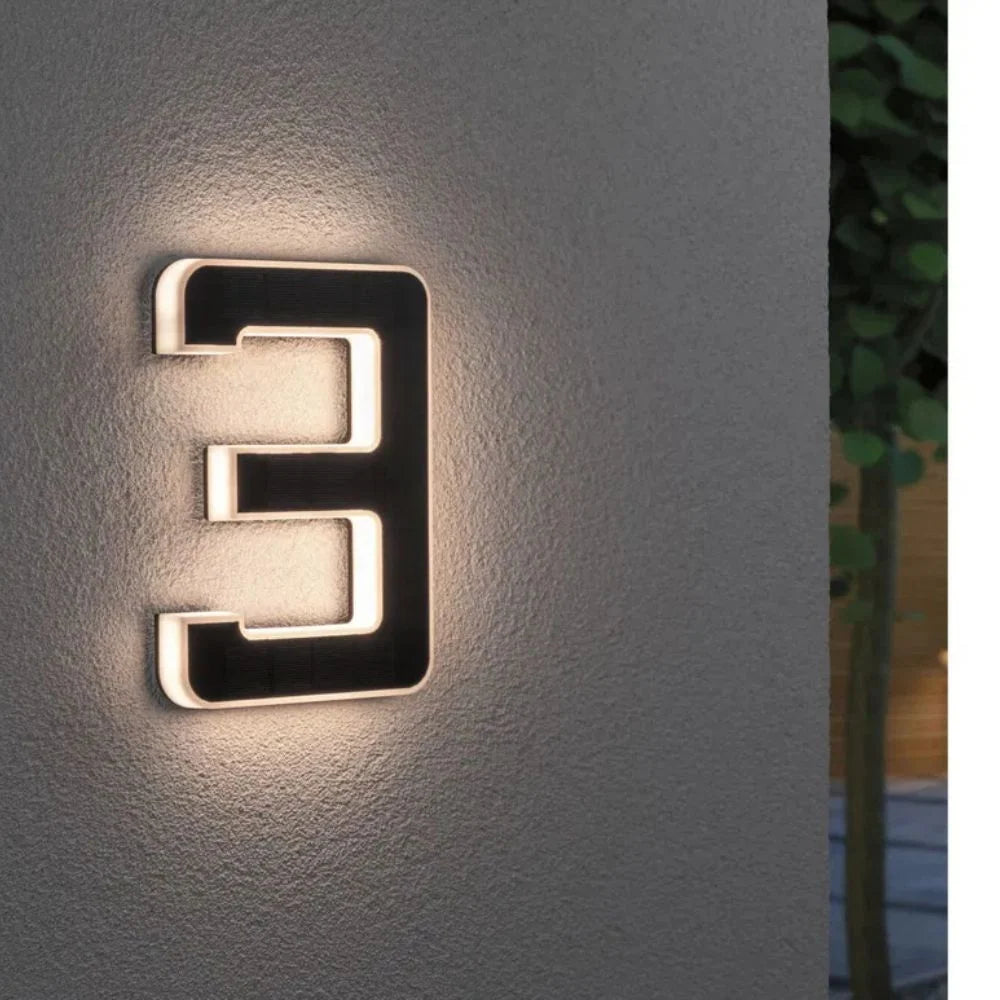 House Number Light Solar Powered Warm White LED Dusk Sensor Weather-Resistant