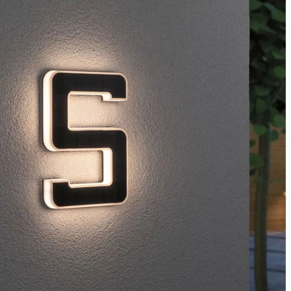 House Number Light Solar Powered Warm White LED Dusk Sensor Weather-Resistant