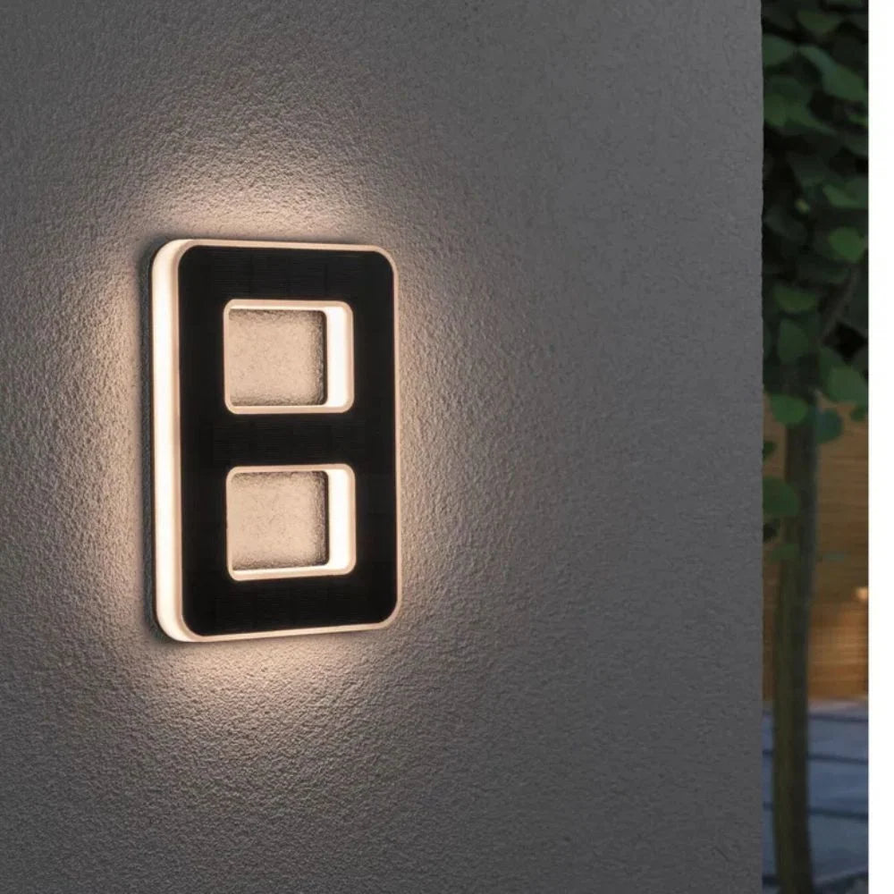 House Number Light Solar Powered Warm White LED Dusk Sensor Weather-Resistant