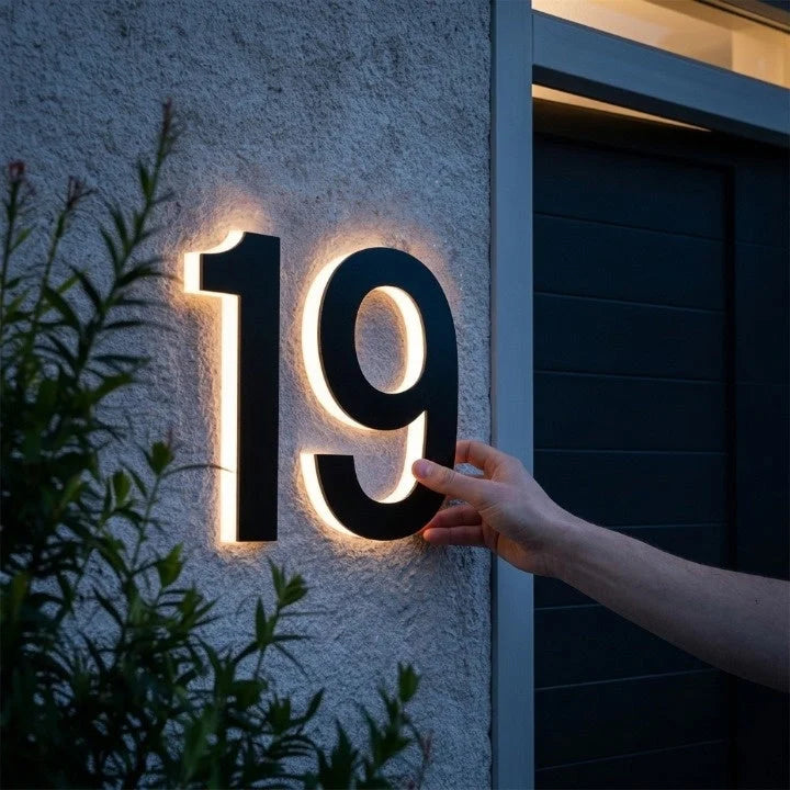 House Number Sign LED Backlit IP68 Waterproof