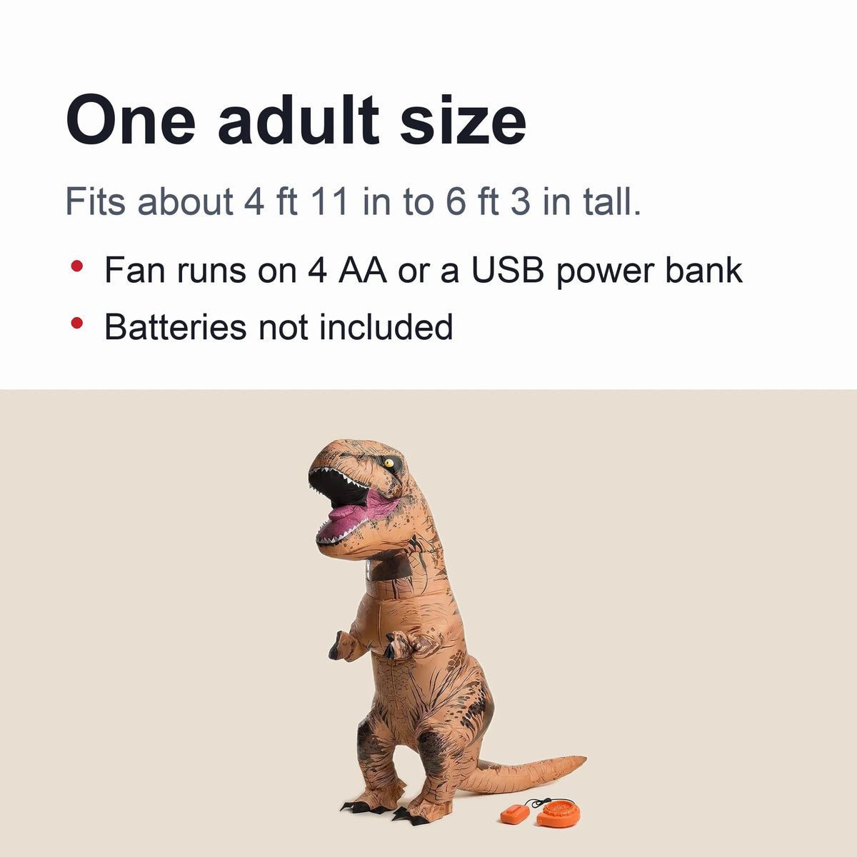 Inflatable T-Rex Costume Built-In Fan Adult Fit