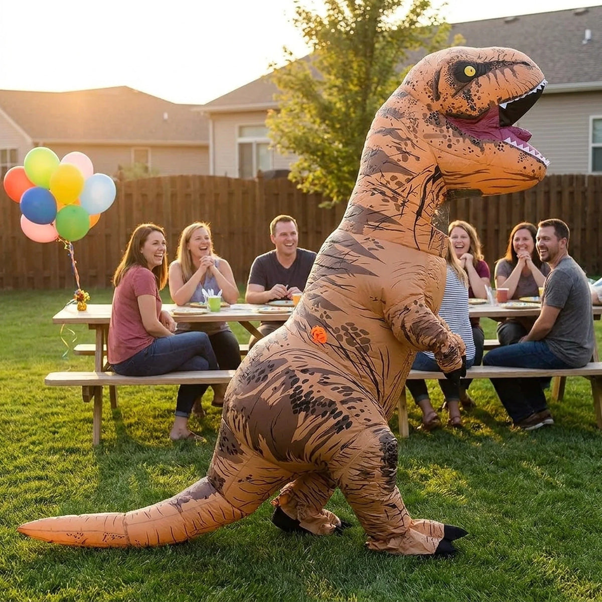 Inflatable T-Rex Costume Built-In Fan Adult Fit