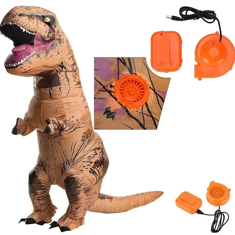 Inflatable T-Rex Costume Built-In Fan Adult Fit
