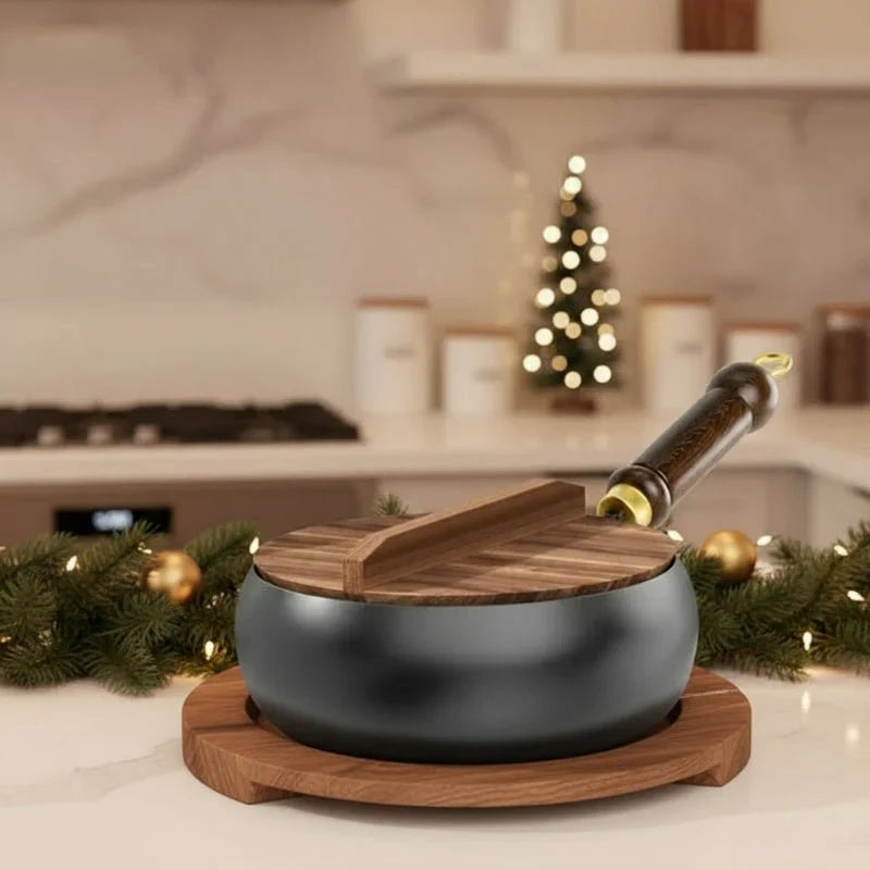 Iron Frying Pan Hand-Forged Deep Uncoated Surface
