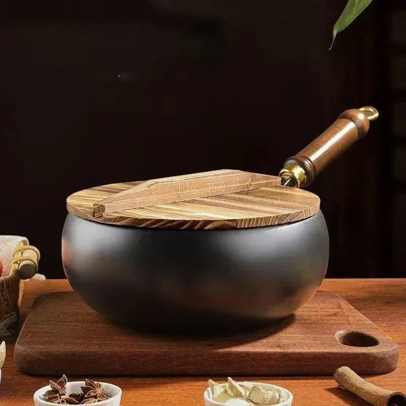 Iron Frying Pan Hand-Forged Deep Uncoated Surface