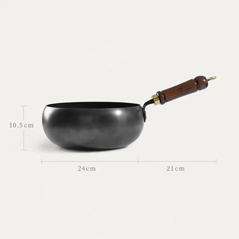 Iron Frying Pan Hand-Forged Deep Uncoated Surface