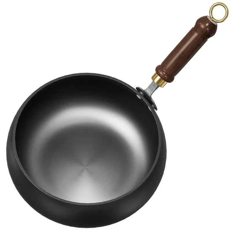 Iron Frying Pan Hand-Forged Deep Uncoated Surface