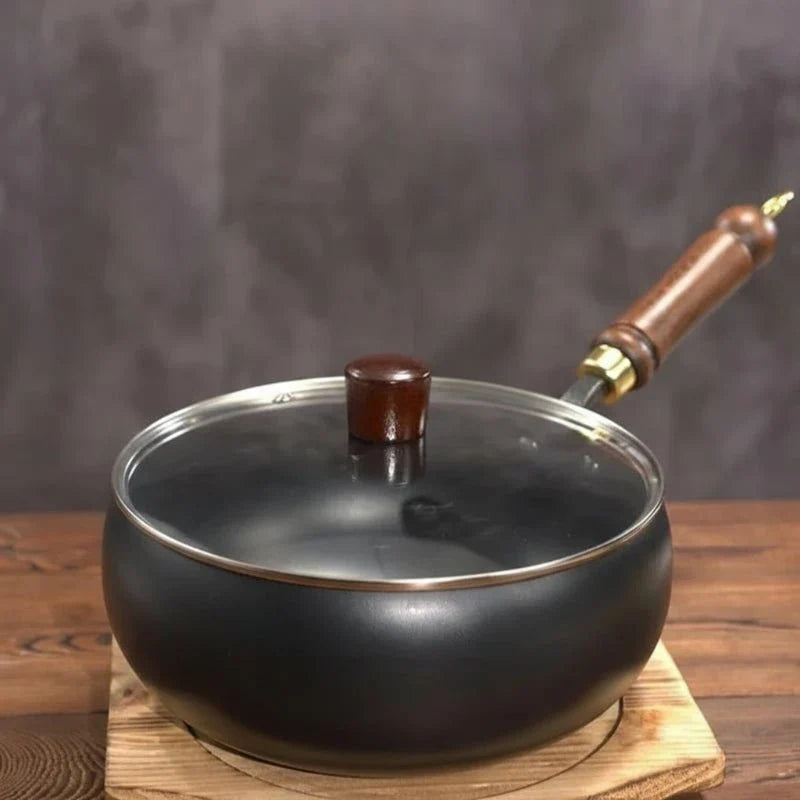 Iron Frying Pan Hand-Forged Deep Uncoated Surface