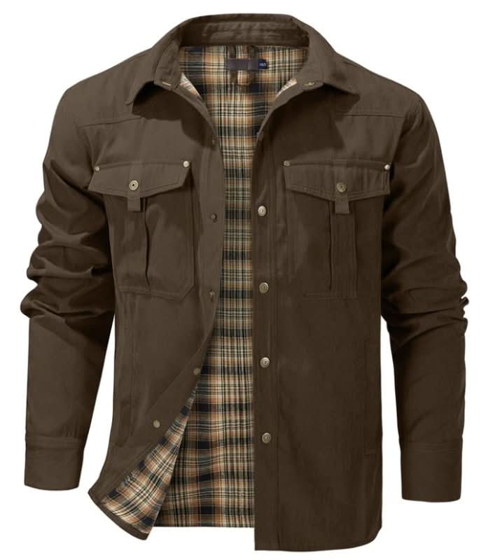 Jacket Lightweight Button-Up Plaid Lining