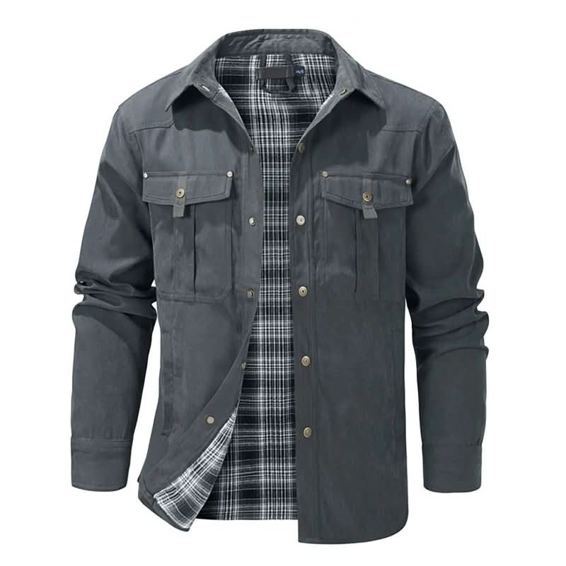 Jacket Lightweight Button-Up Plaid Lining