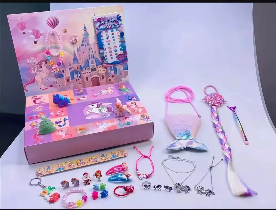 Jewelry Advent Calendar Ocean-Themed 24-Piece Jewelry & Hairpin Set