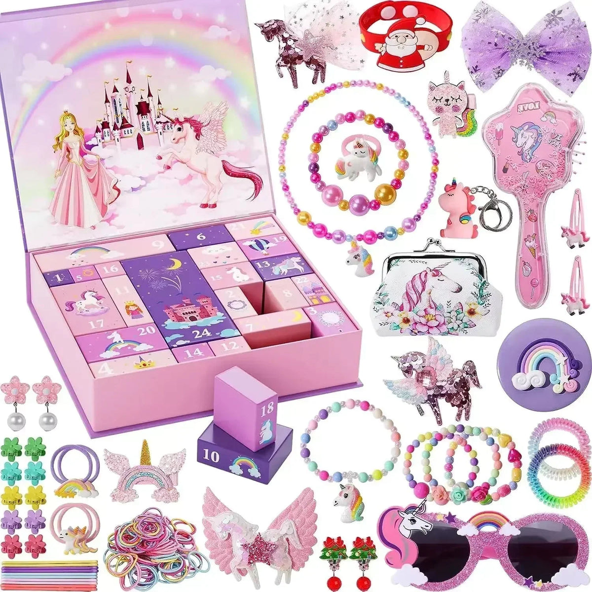 Jewelry Advent Calendar Ocean-Themed 24-Piece Jewelry & Hairpin Set