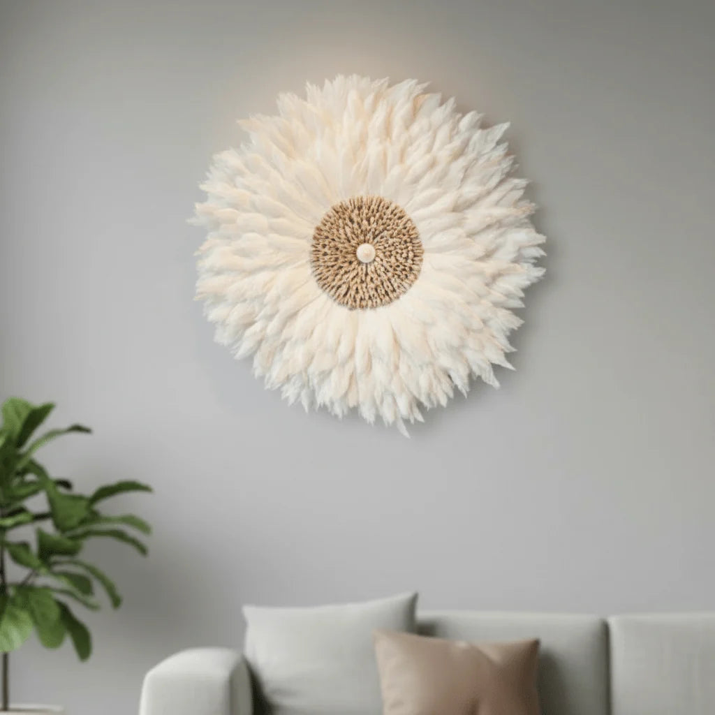 Juju Hat Wall Decor Handcrafted Feathers Shells & Stones