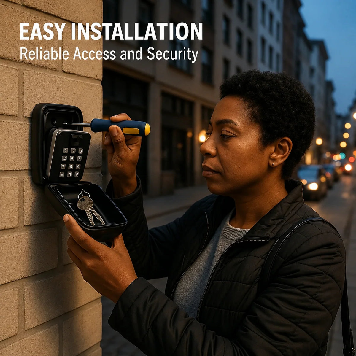 Key Lock Box Weather-Resistant Metal Adjustable Combination Wall-Mounted