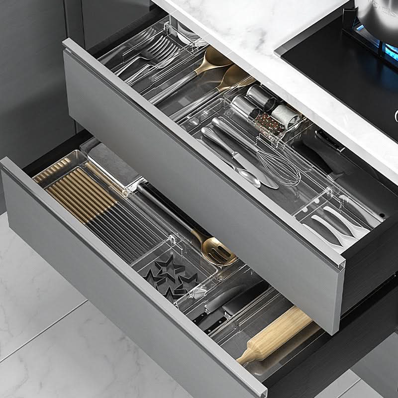 Kitchen Drawer Organizer Adjustable Compartments Wipe-Clean Plastic