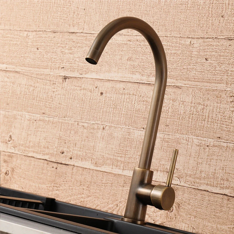 Kitchen Faucet 304 Stainless Steel Antique Brass 360° Swivel