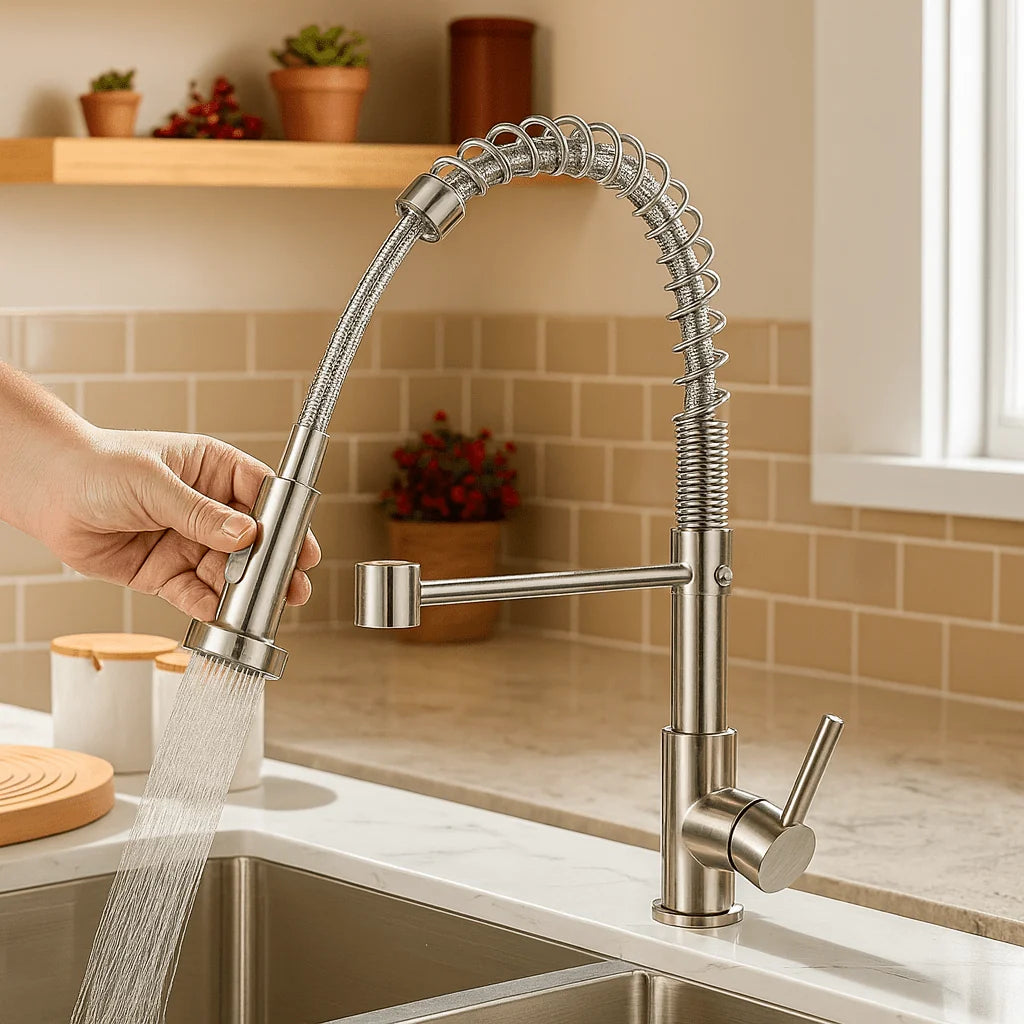 Kitchen Faucet Brass Dual Spout Two Stream Options