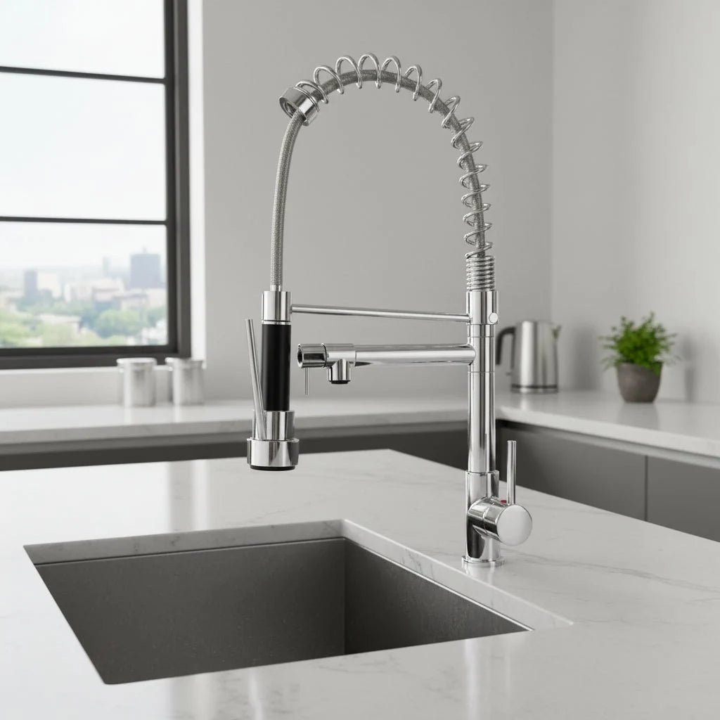 Kitchen Faucet Brass Dual Spout Two Stream Options