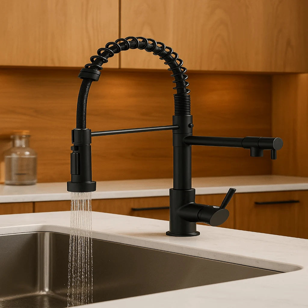 Kitchen Faucet Brass Dual Spout Two Stream Options