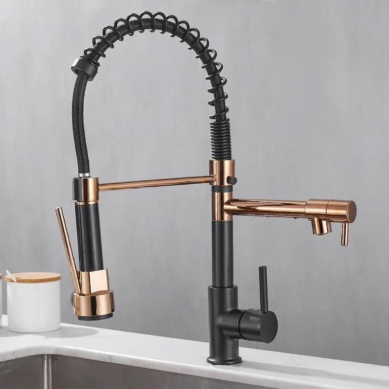 Kitchen Faucet Brass Dual Spout Two Stream Options