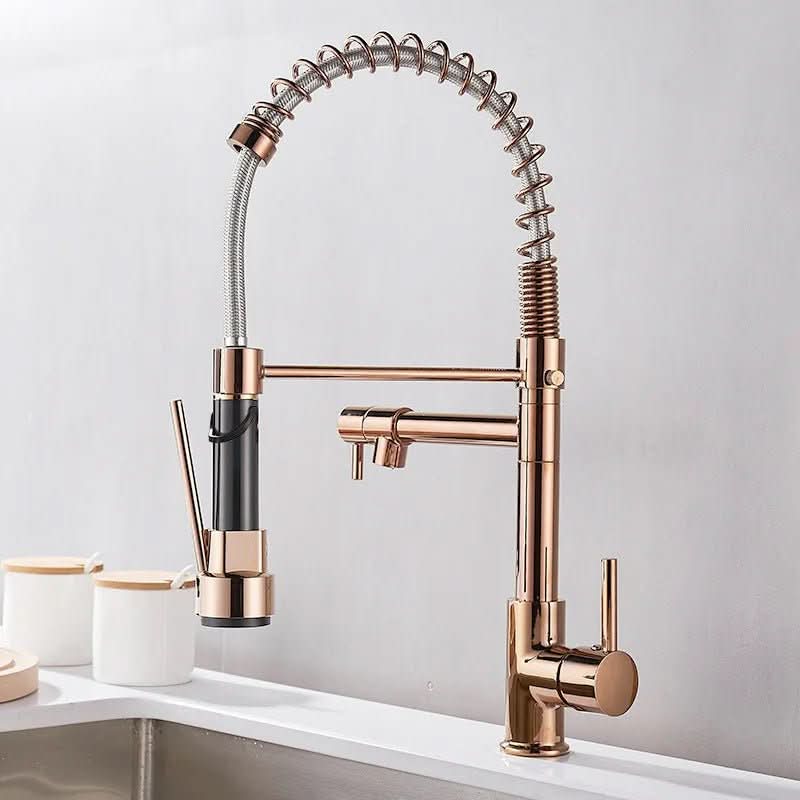 Kitchen Faucet Brass Dual Spout Two Stream Options