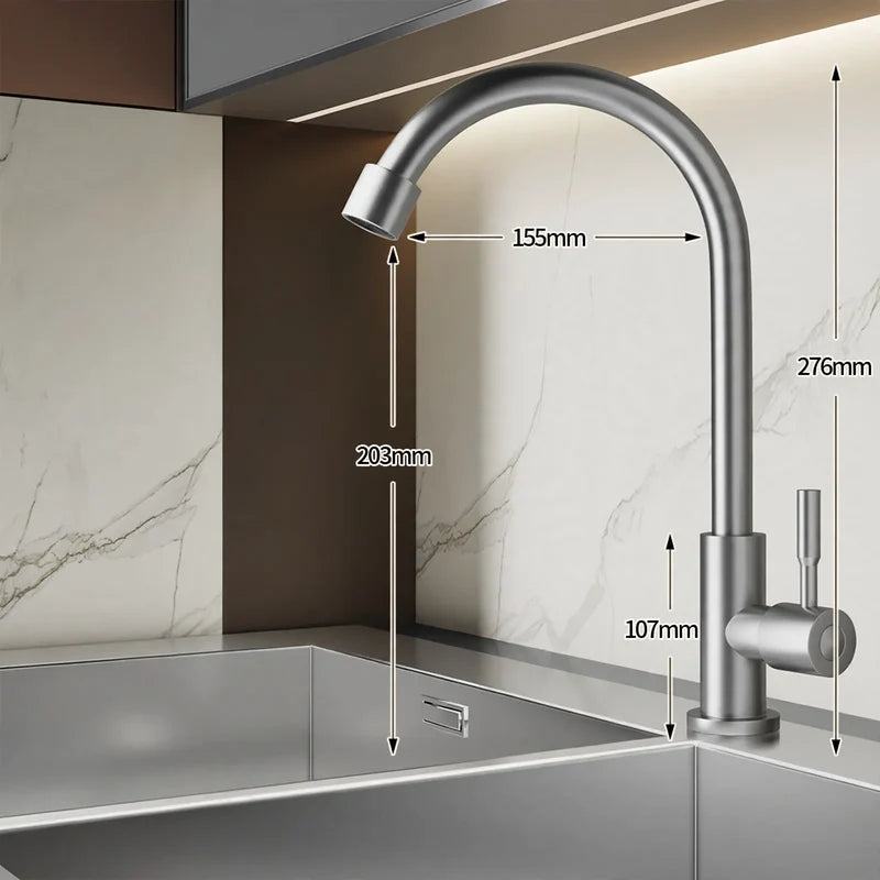 Kitchen Faucet High Arc Ceramic Valve Rust-Resistant