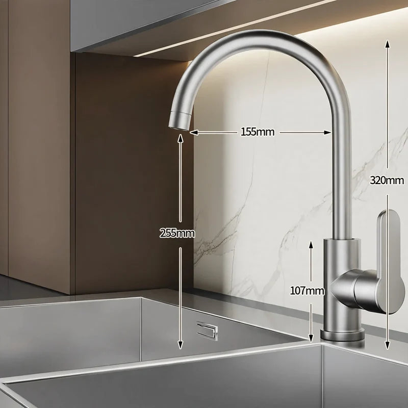 Kitchen Faucet High Arc Ceramic Valve Rust-Resistant