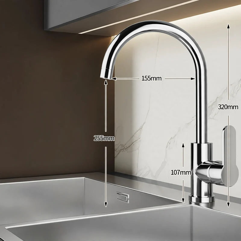 Kitchen Faucet High Arc Ceramic Valve Rust-Resistant