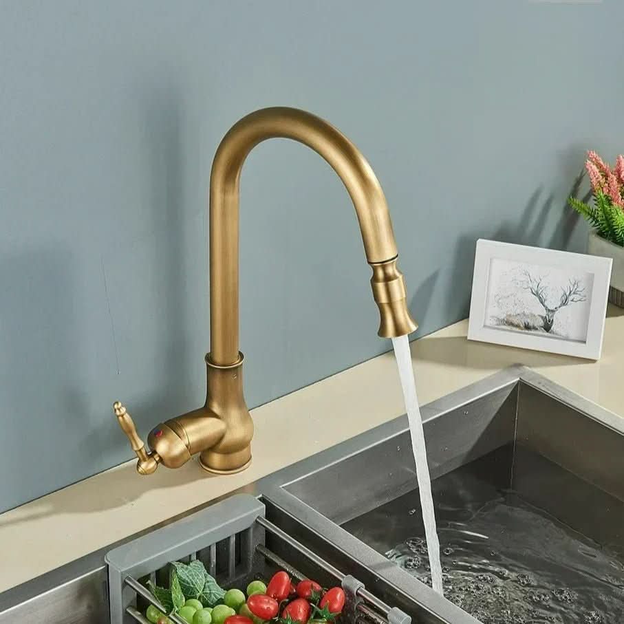 Kitchen Faucet Pull-Out Spray Head High-Arc Brass Construction