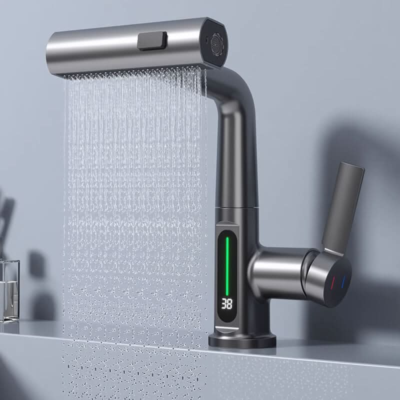 Kitchen Faucet Pull-Out Sprayer 360° Swivel LED Temperature Display