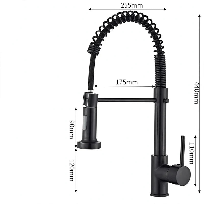 Kitchen Faucet Pull-Out Sprayer Stainless Steel Single-Lever Handle