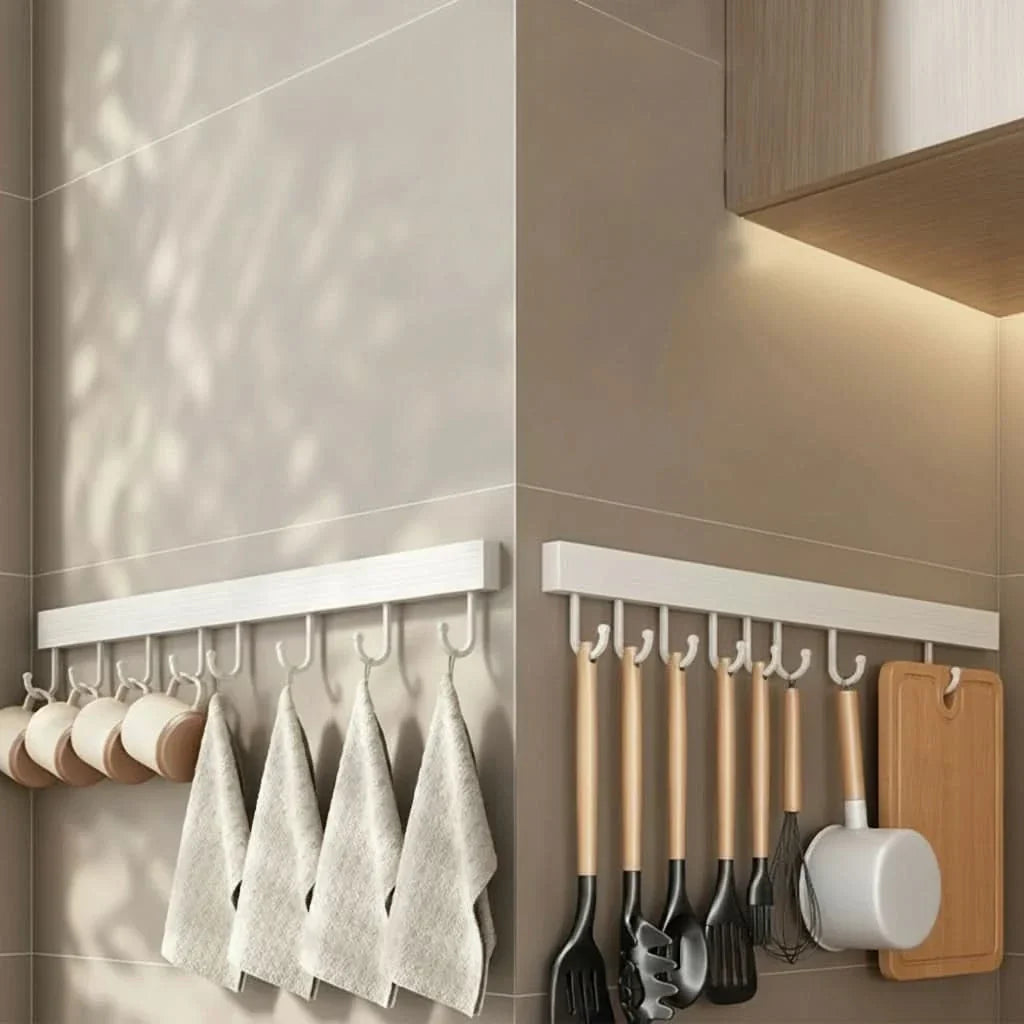 Kitchen Utensil Rack No-Drill Wall-Mounted Rust-Resistant