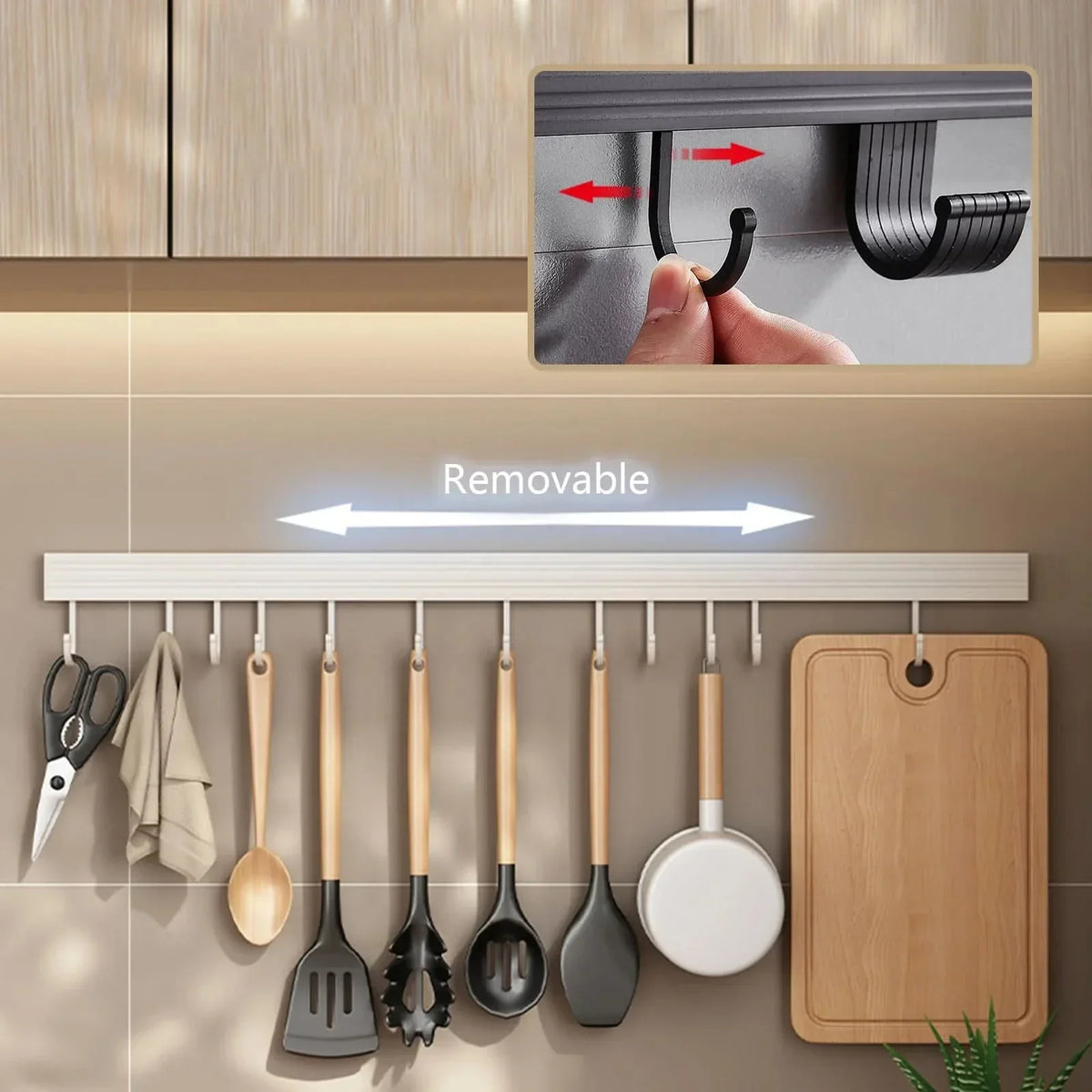 Kitchen Utensil Rack No-Drill Wall-Mounted Rust-Resistant