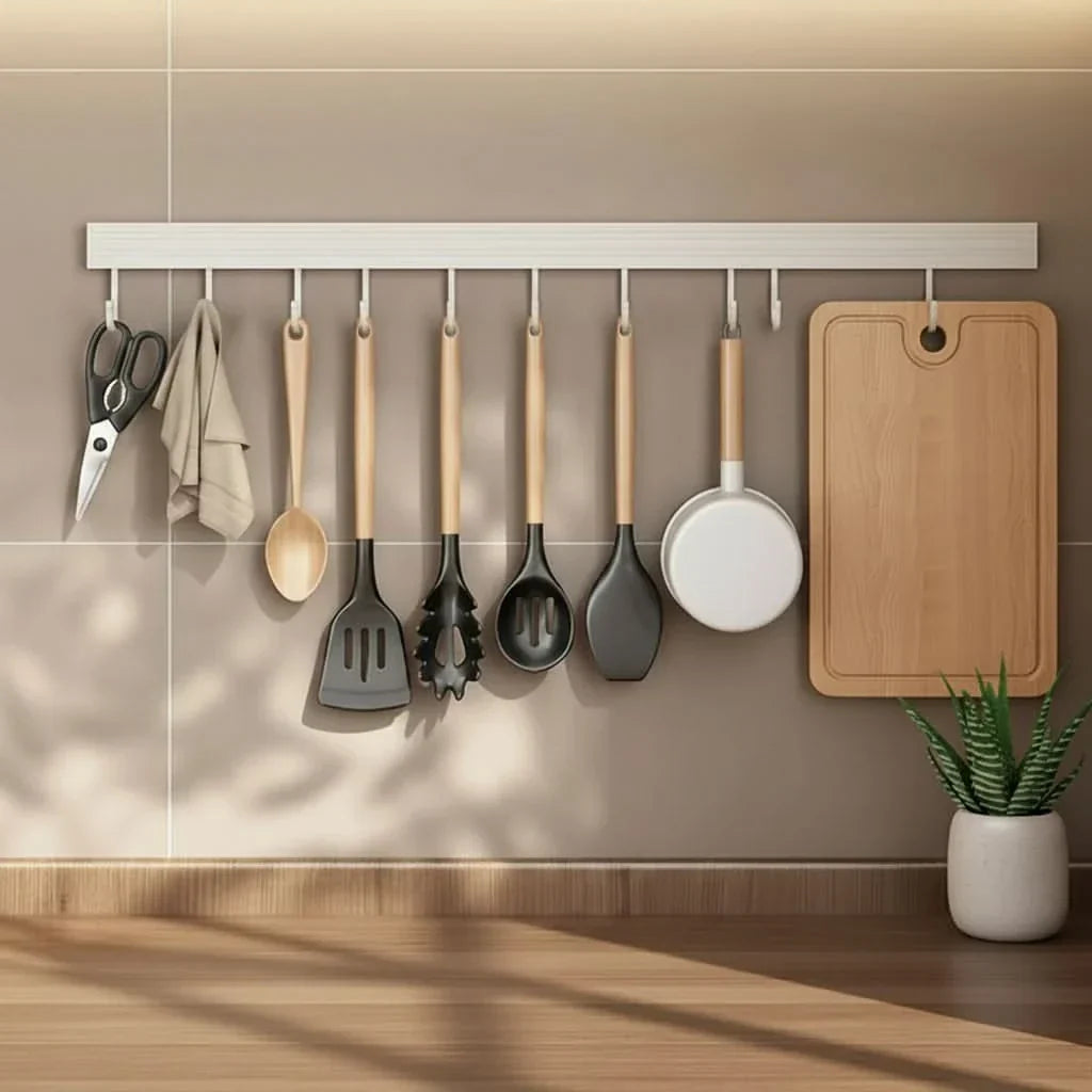 Kitchen Utensil Rack No-Drill Wall-Mounted Rust-Resistant