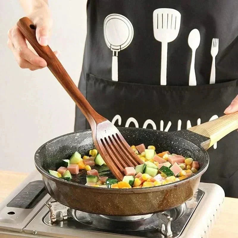 Kitchen Utensil Set Teak Wood Heat-Resistant Set of 10