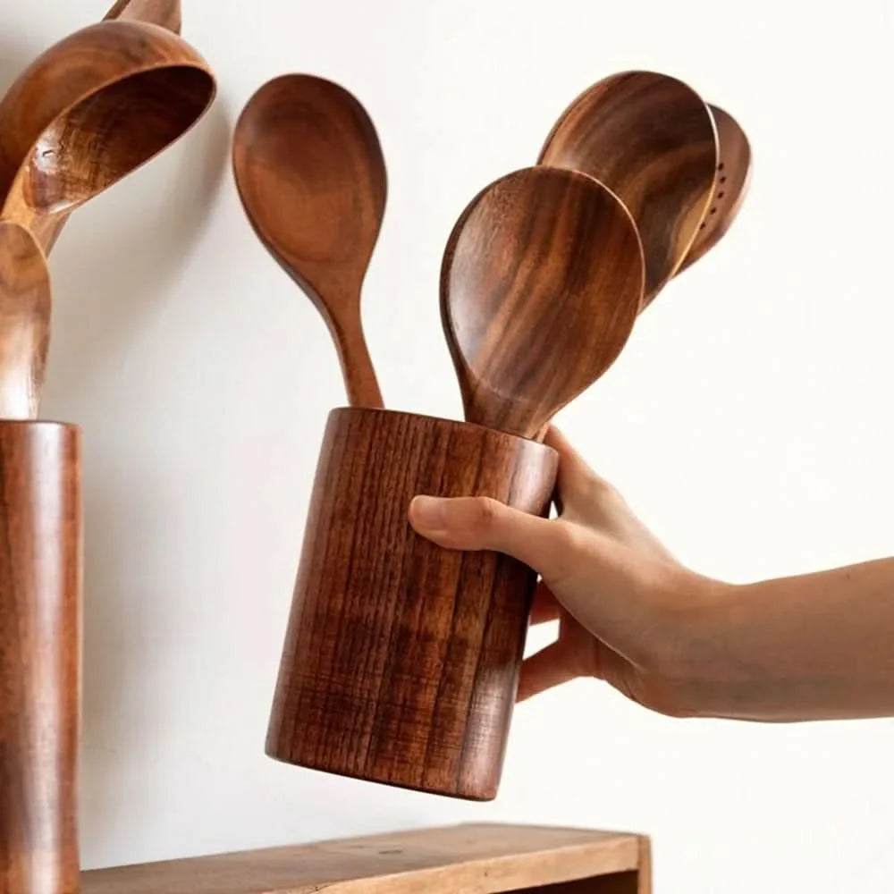 Kitchen Utensil Set Teak Wood Heat-Resistant Set of 10