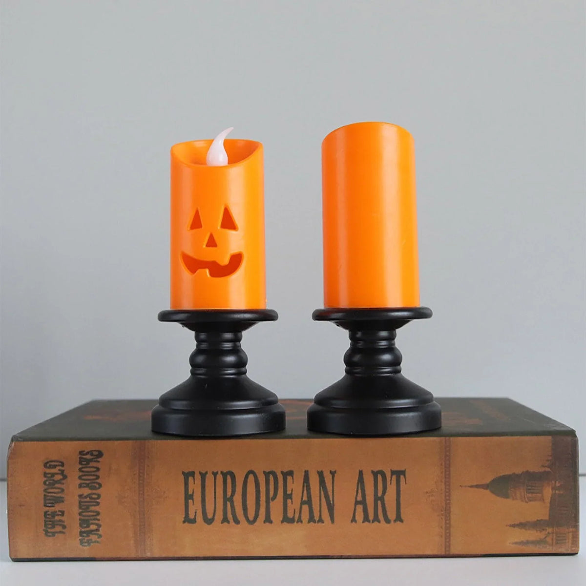 LED Candle Pumpkin Ghost Face Battery-Powered Flame-Free Glow