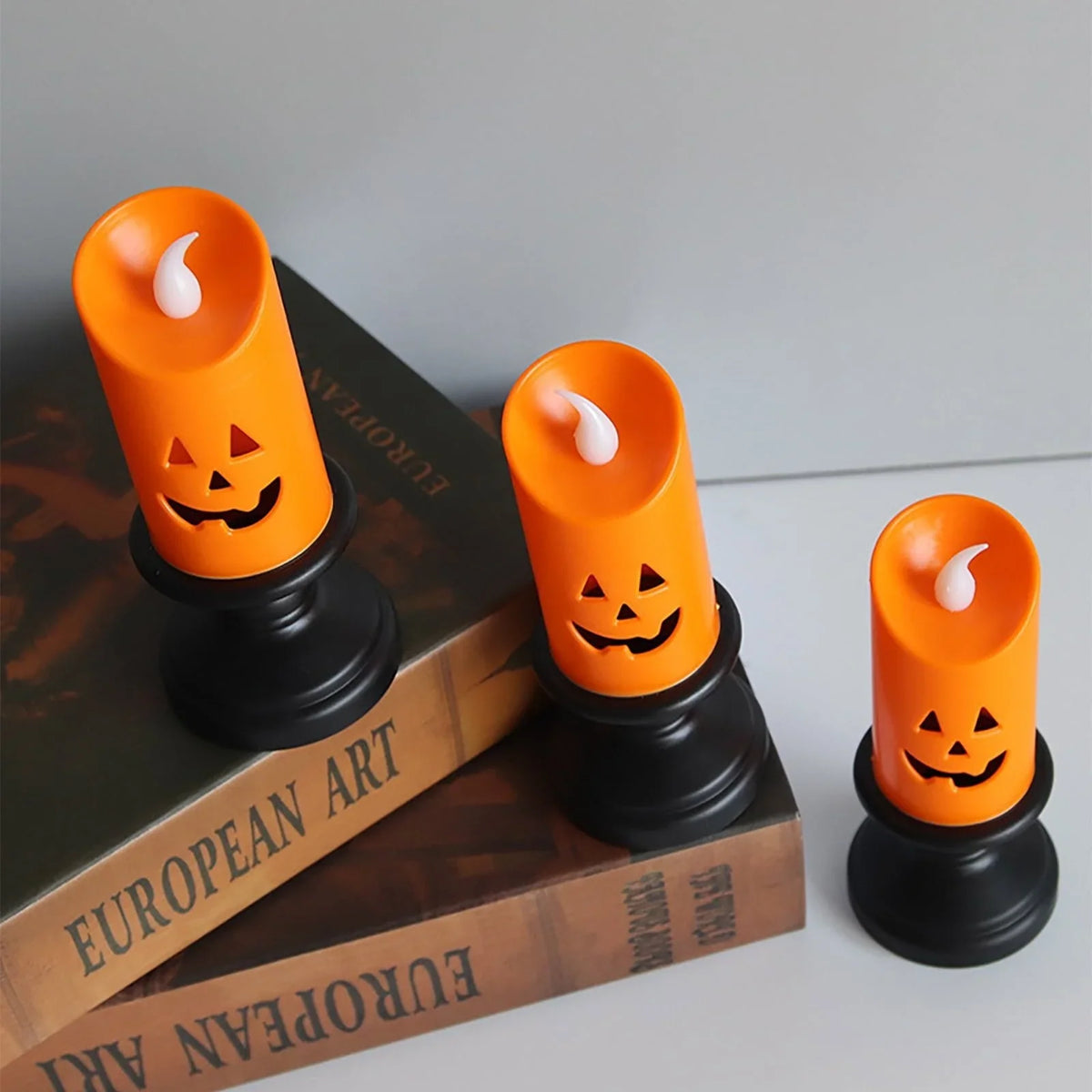 LED Candle Pumpkin Ghost Face Battery-Powered Flame-Free Glow