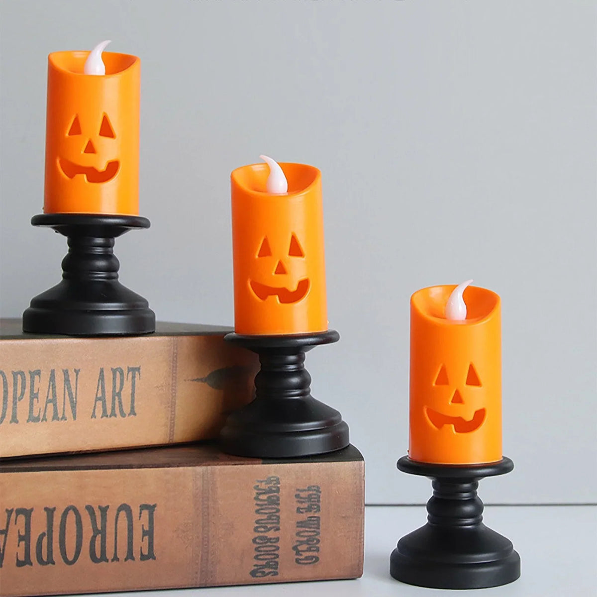 LED Candle Pumpkin Ghost Face Battery-Powered Flame-Free Glow