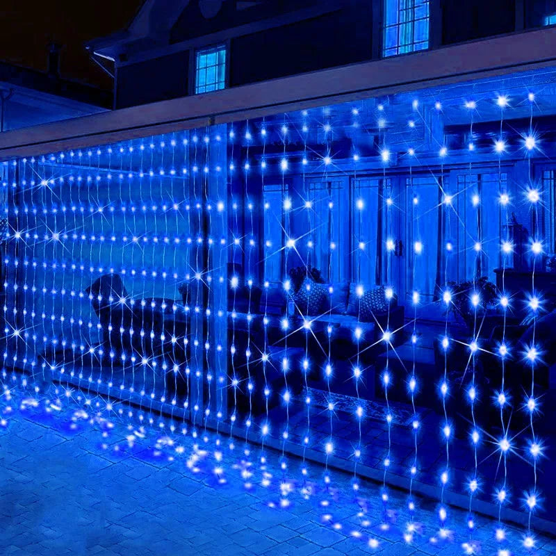 LED Curtain Lights USB Type-C 8 Lighting Modes Remote Control