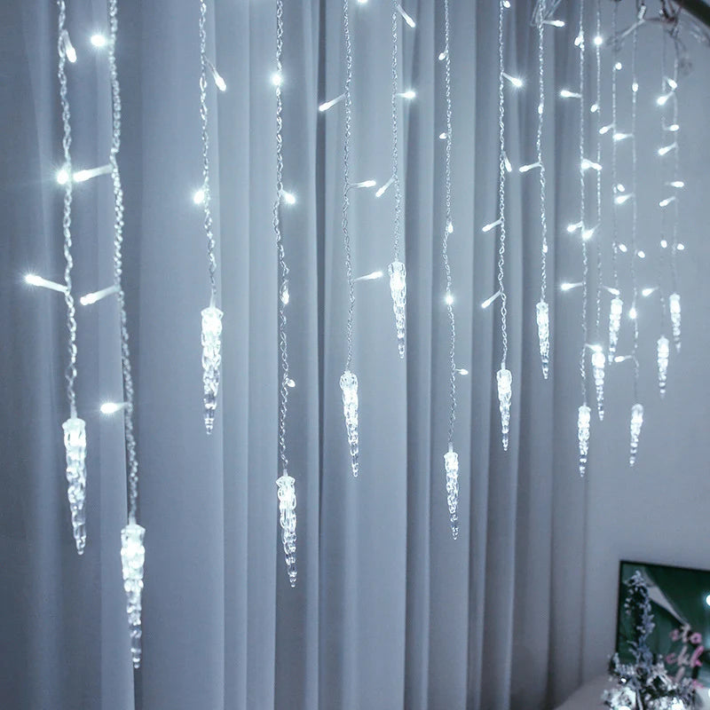 LED Light Curtain Remote Control USB Battery Solar Powered