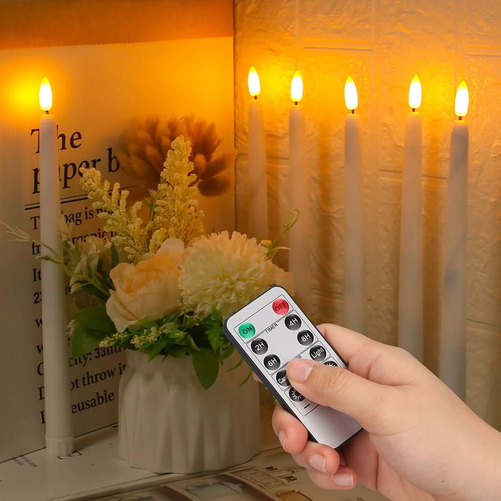 LED Taper Candles Flameless Remote Control Dimmable