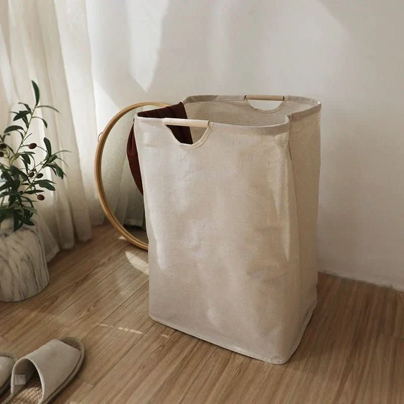 Laundry Basket Cotton And Linen Foldable With Carry Handles