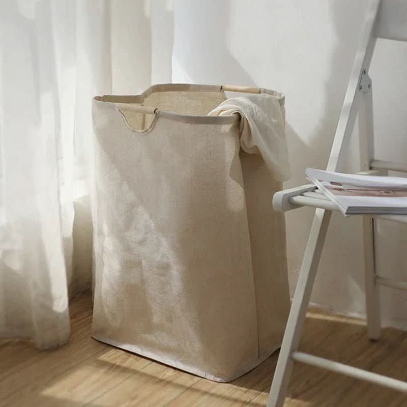 Laundry Basket Cotton And Linen Foldable With Carry Handles